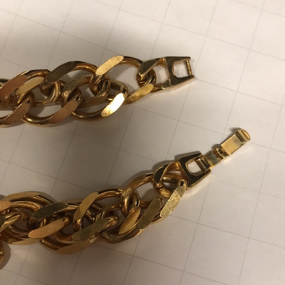 Heavy Cuban vintage double link  chain beautiful costume gold necklace 1976 - Picture 8 of 9